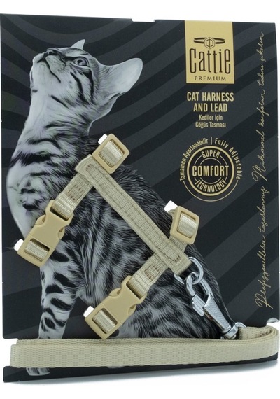Cattie Dokuma Kedi Göğüs Tasma Ve Uzatma Seti 1x25-40 CM Haki
