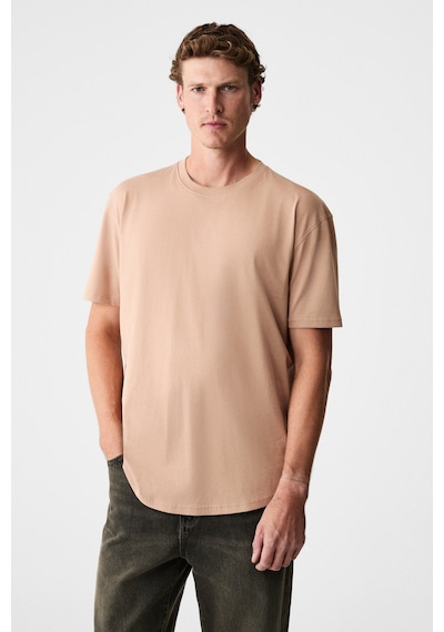 Grimelange Mono Erkek Organik Pamuklu Bisiklet Yakalı Kısa Kollu Regular Fit Somon T-shirt Somon