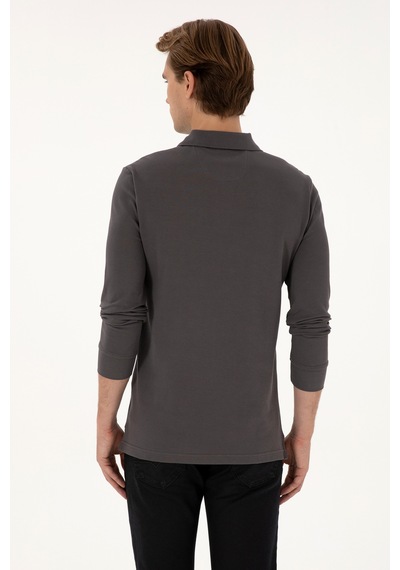 U.S. Polo Assn. Erkek Regular Fit Polo Yaka Gri Basic Sweatshirt 50307757-VR024