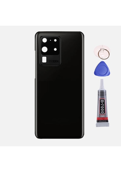 Samsung S20 Ultra Siyah Uyumlu Arka Kapak Batarya Kapağı Pil Kapağı Yapışkan Ve Sökme Aparatıyla Beraber Full Set Siyah