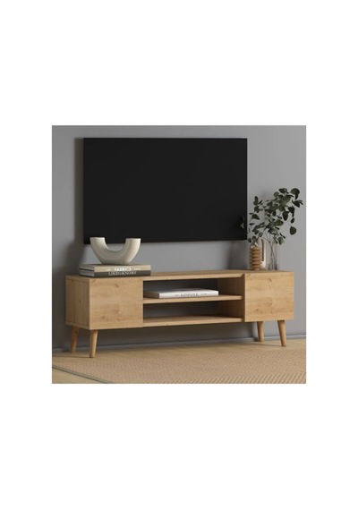 Etna Tamamı Mdf Tv Ünitesi Safir Meşe 120 Cm Kahverengi