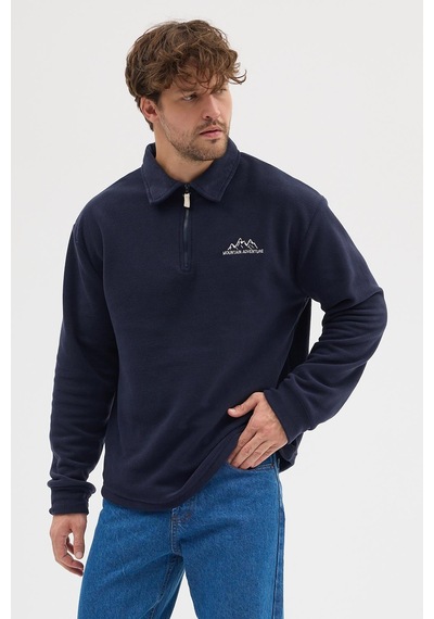 Polostate Erkek Tüylenme Yapmayan Soğuk Geçirmez Sweatshirt Lacivert Lacivert
