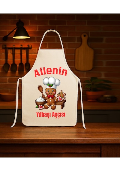 Yeni Yıl Mutfak Önlüğü Yılbaşı Aşçısı Önlük Hediye Çok Renkli