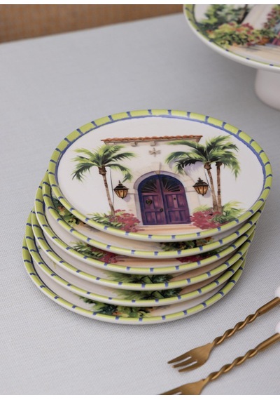 The Mia Palma Pasta Tabağı 6lı Set 19 Cm Çok Renkli