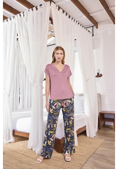 Monamise Kadın Yaprak Desenli Kısa Kollu V Yaka Büyük Beden Pijama Takımı 25119bat. Gül Kurusu Monamise Kadın Yaprak Desenli Kısa Kollu V Yaka Büyük Beden Pijama Takımı 25119bat. Gül Kurusu