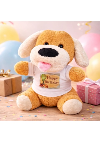 Toptan Happy Birthday Tişörtlü Peluş Oyuncak Köpek