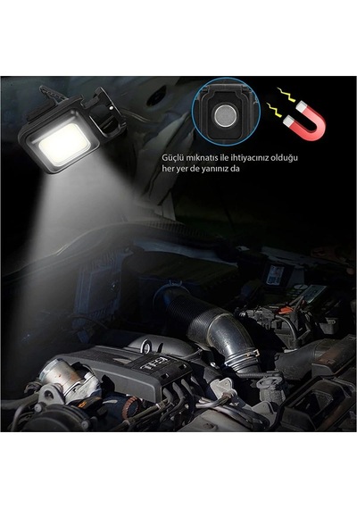 Janva Çok Fonksiyonlu Mini Led, Anahtarlı El Feneri, Flash, Mıknatıslı , Su Geçirmez, Şişe Açacaklı Usb Siyah
