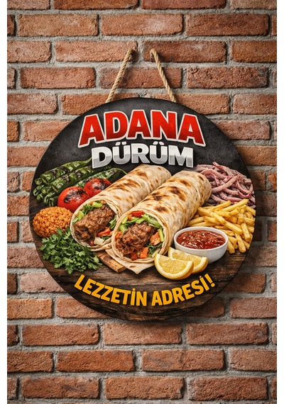 Mayeka Adana Dürüm Temalı Kebapçılar Restoranlar Lokantalar İçin Ahşap Duvar Kapı Dekoratif Süs Tablo 2