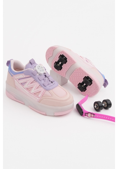 Muggo Sky Çocuk Işıklı Patenli Tekerlekli Sneaker Spor Ayakkabı Pudra
