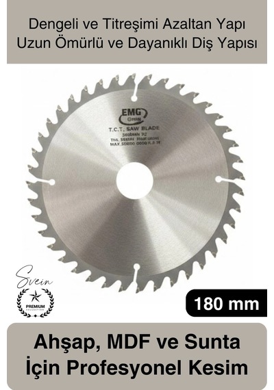 Dairetestere 180 Mm 40 Diş Ahşap Kesim Daire Testere Diski Mdf Ve Sunta İçin Profesyonel Hassas 40t