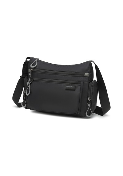 Smart Bags Siyah Orta Boy Çok Cepli Su Geçirmez Ultra Hafif Kumaş Kadın Çapraz Çanta