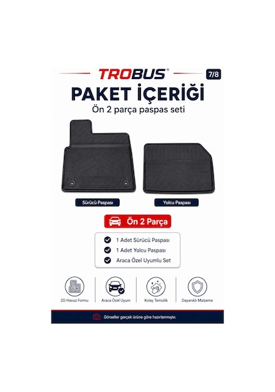 Trobus Opel Combo Panelvan 2019+ Benzinli 2d Havuzlu Paspas 2 Parça