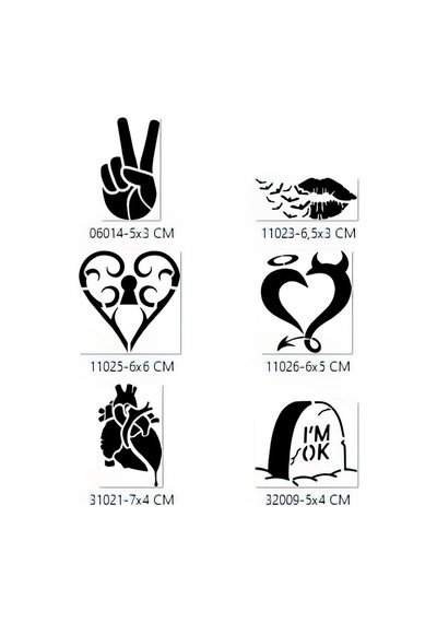 Airbrush Tattoo Aşkın Zaferi Geçici Dövme Şablonu Seti Sadece Desen