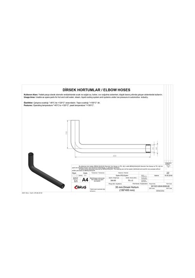 IBRAS 65356 DİRSEK HORTUMU Q 35mm 15cmx40cm