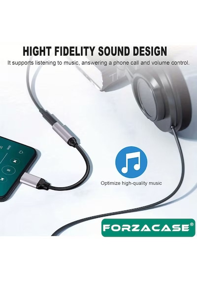 Forzacase Type-c Girişli Telefonlarla Uyumlu Kablolu Kulaklık Çevirici Jack Aux Çevirici - Fc1207 1 Adet