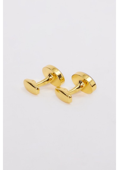 Erkek Gold Renk Oval Simli Görünümlü Kol Düğmesi-46659
