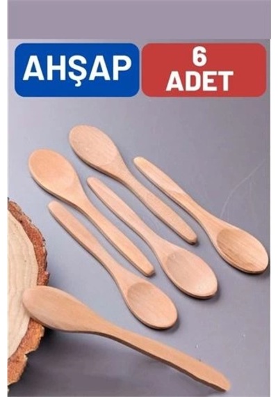 Doğal Gürgen 6'lı Ahşap Servis Kaşığı 13 Cm, Mini Boy, Şık Ve Pratik Mutfak Yardımcısı 713748 Açık Beyaz