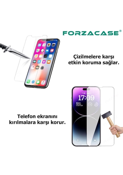Forzacase İphone 17e İle Uyumlu Temperli Kırılmaz Cam Ekran Koruyucu - Fc002