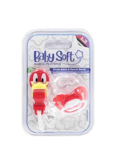 Babysoft Fıgurlu Emzık Askısı ve Damaklı Emzık No:2 - Kırmızı
