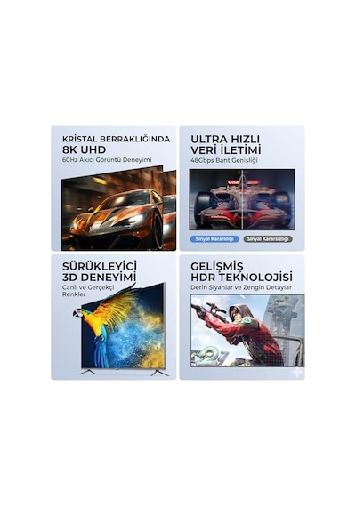 Metre Hdmı 2.1 Kablo 8k 60hz 4k 120hz 48gbıt S Yüksek Hızlı Hdmı Kablo Tv Ps5 Ps4 Xbox Series X Monitör İle Uyumlu Diğer