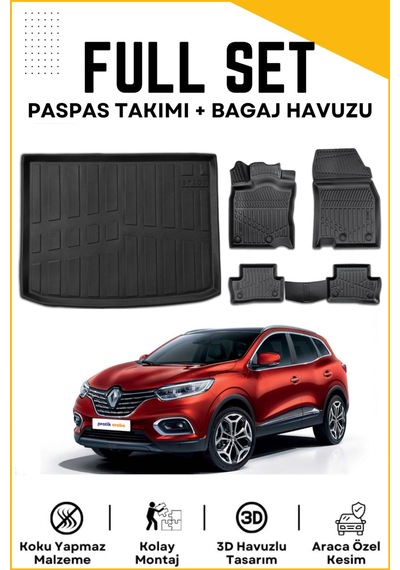 Renault Kadjar 2017 Model Birebir Uyumlu Bagaj Havuzu+paspas Seti
