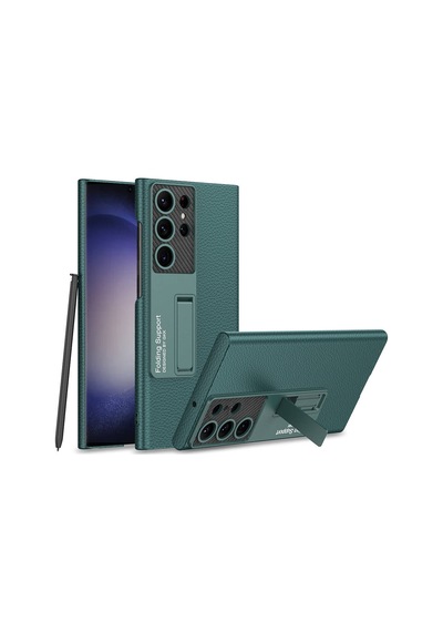 Galaxy Uyumlu S24 Ultra Kılıf Pazarplus Kıpta Standlı Kılıf Mürdüm