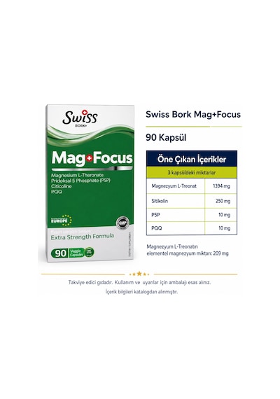 Swiss Bork Mag+focus Magnezyum Kompleksi 90 Kapsül
