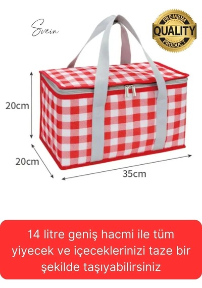 Svein Premium Soğuk Sıcak Termal Piknik Kamp Çantası Yemek Taşıma Yalıtımlı Piknik Termos Buz Aküsü Hediye