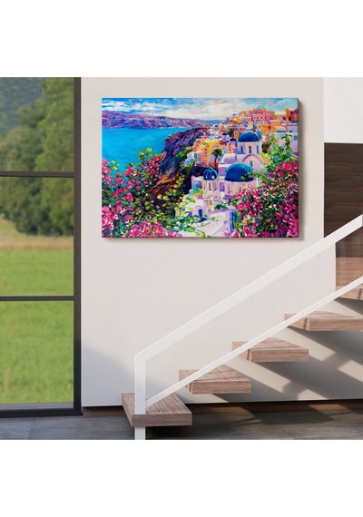 Santorini Yunanistan Güzel Bir Kızın Kavramsal Soyut Resmi-3754