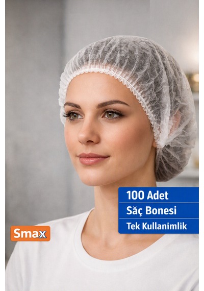 Saç Bonesi Bone Beyaz Tek Kullanımlık 100 Lü Paket Medikal Bone Tek Kullanımlık Saç Bonesi 100 Lü