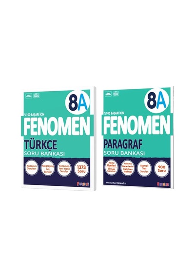 Fenomen Okul 2025 8. Sınıf Türkçe + Paragraf A Serisi Soru Bankası Seti 2 Kitap
