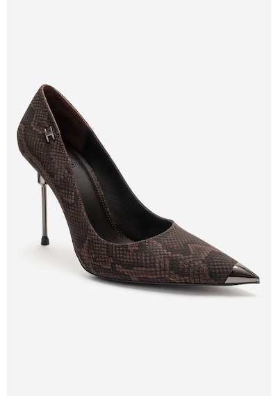 Luvishoes Carlas Kahverengi Desenli Kadın Topuklu Ayakkabı Kahverengi
