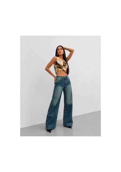 Bluemarlin Tam Kalıp Yeşil Tintli Denim/kot Bol Paça Jeans Pantolon Yeşil Tintli