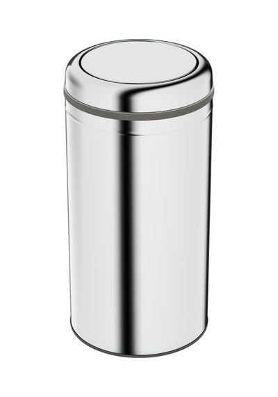 Aqua Bagno Basic Çöp Kovası - Sallanır Kapaklı 45 L, Parlak Krom Paslanmaz Krom