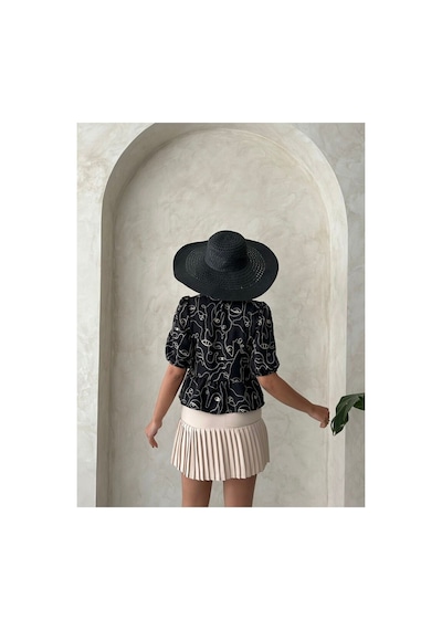 Verymoda Önden Bağlamalı Nakışlı Bluz D2788 Siyah