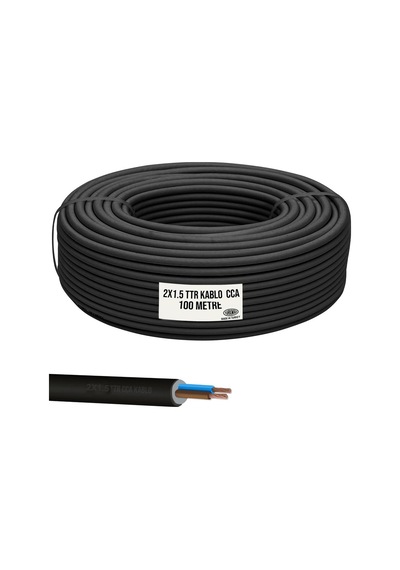 2x1.5 Ttr Seslendirme Kablosu Cca Siyah 100mt Brk-215s