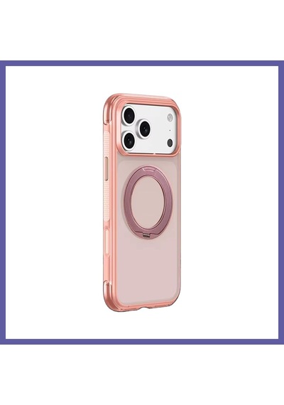 Bezos Joko İphone 18 Pro/17 Pro Uyumlu Airbag Ring Yüzüklü Magsafe Kapak - Pembe Nıda