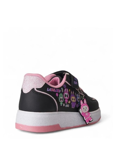 Zacoz Labubu Baskılı Simli Kız Çocuk Spor Ayakkabısı, Sneaker Siyah - Pembe