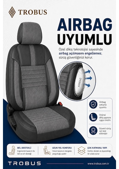 Volvo V40 2012-2019 Uyumlu Apex Serisi Füme Oto Koltuk Kılıfı