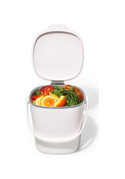 Oxo Good Grips Kompost Kovası, Beyaz, Koku Geçirmez Çöp Kutusu, Mutfak İçin, 2,8 L