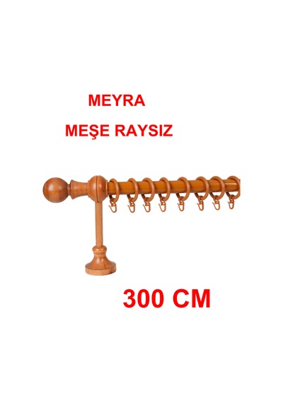 Meyra Demonte Başlıklı Ahşap Rustik Perde Askısı - Raysız -meşe 300 Cm Meşe
