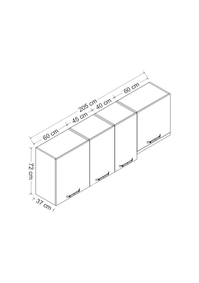 Minar 205 Cm Mutfak Dolabı Beyaz 205-B4-Üst Modül Beyaz