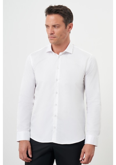 Morven Erkek Beyaz Pamuk Düz Desen İtalyan Yaka Slim Fit Gömlek 24mc004088600 Beyaz