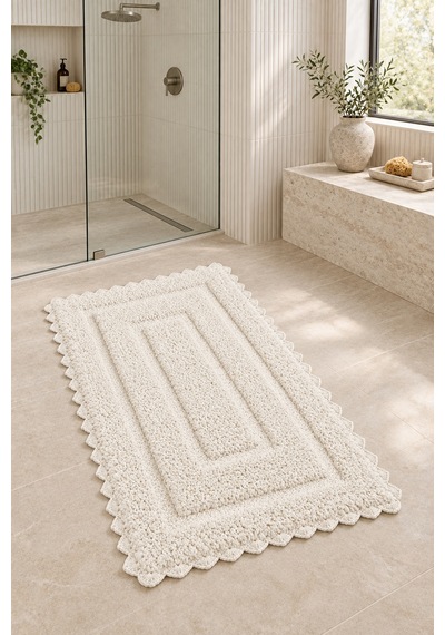 Alanur Bodrum Tufting Cotton Pamuklu El Işi Örgülü Paspas 110 80 X 135 Cm Ekru