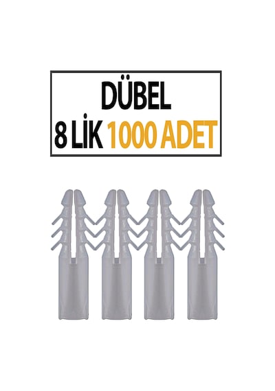 Plastik Dübel 8 Mm 1000 Adet Sağlam Tutuş, Uzun Ömürlü Ve Güvenli Sabitleme Diğer