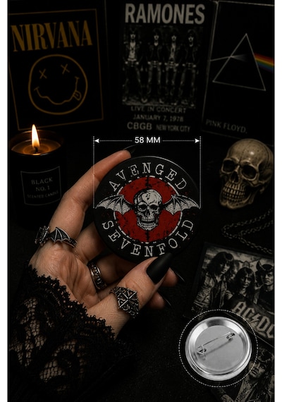 Mashspot 6'lı Rock Metal Rozet Seti 1, 58mm Slipknot Ac/dc Metallica Limp Bizkit Beatles Avenged Sevenfold Çok Renkli