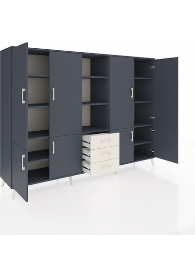 Hyperion Dolap 11 Raflı 3 Çekmeceli 8 Kapaklı 220x44x163 Antrasit Antrasit-antrasit/aytaşı Hyperion Dolap 11 Raflı 3 Çekmeceli 8 Kapaklı 220x44x163 Antrasit Antrasit-antrasit/aytaşı