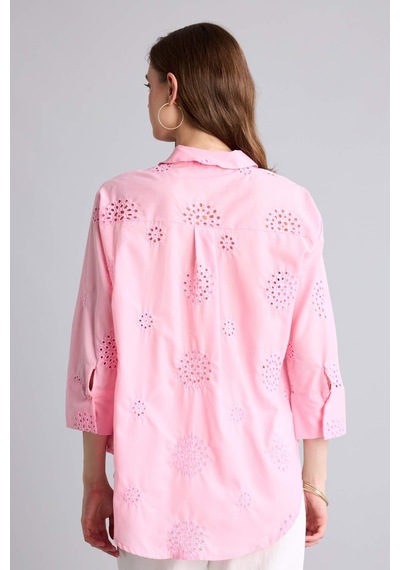 Defacto Oversıze Brode Uzun Kollu Pembe Gömlek B5419ax26sppn253 Pembe-pn253