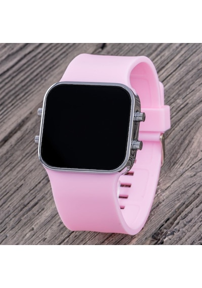 Trend Model Pembe Renk Silikon Kordonlu Led Kadın Genç Kız Kol Saati St-304322