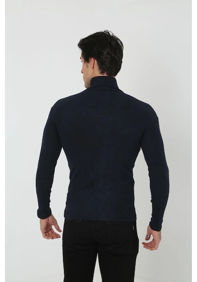Erkek Fitilli Kaşkorse Kumaş Boğazlı Full Likralı Slimfit Body - Siyah